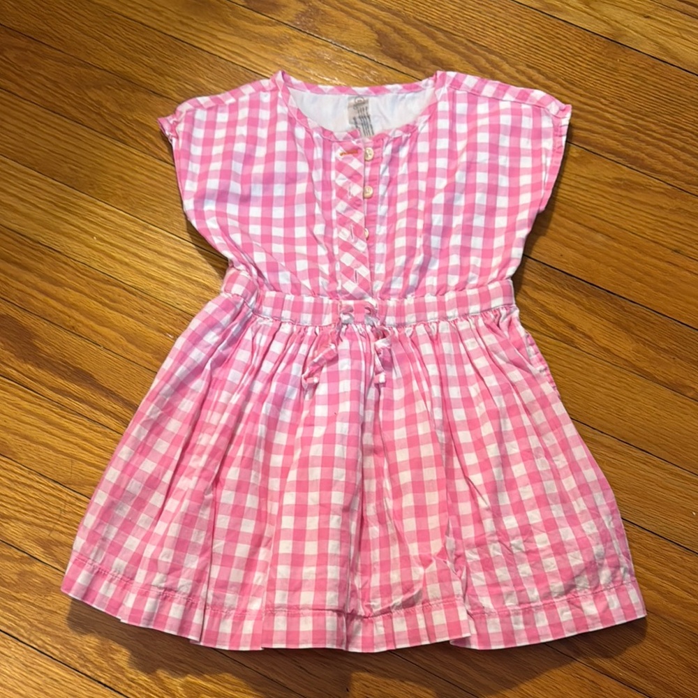 Pink and White Buttoned Flutter Sleeve Sundress